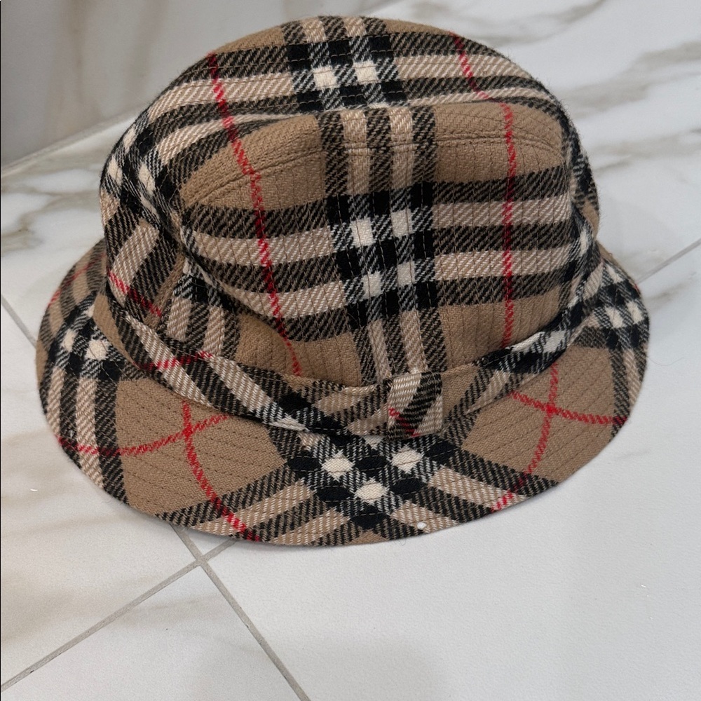 Burberry Tan and Black Checkered Hat